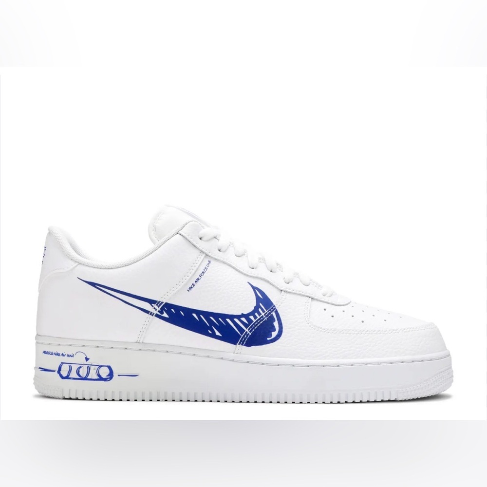 Nike Air Force 1 Low Lv8 Sketch Mens 12.5 White Racer Blue Sneakers Hypebeast